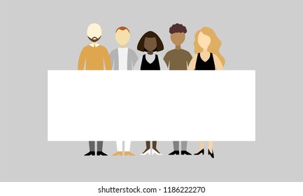 Group Different People Standing Together Holding Stock Vector (royalty 