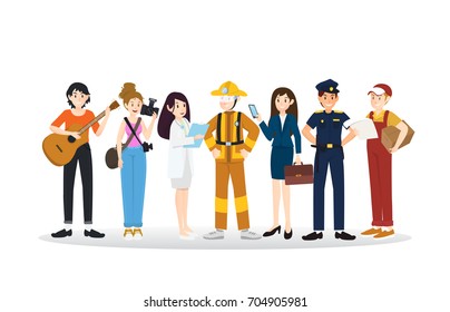 A group of different professions illustration flat design