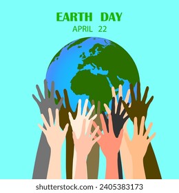 Group of different race people holding planet earth over blue sky background. saving ecology and Renewable, environmentally sustainable. hands holding globe, Save Earth. Concept of the Environment, 