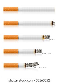 group of different stages of smoking a cigarette - vector illustration