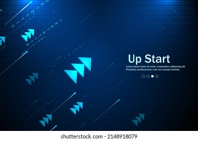 A group of digital arrows. Uptrend digital abstract background. Financial statistic, business growth, development progress, hi results, investment grow concept Financial result graph.