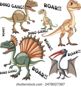 Group of dinosaurs with text 'ROAR!!'