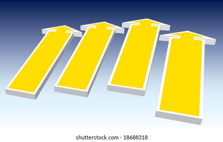 A group of direction signs good for message and price.