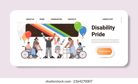 group of disabled gays and lesbians celebrating lgbt love parade disability pride festival transgender love people with disabilities concept