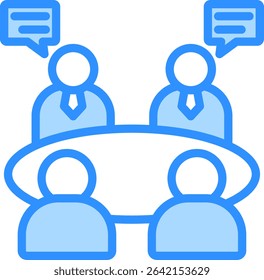 Group Discussion Icon Blue Color Vector Illustration
