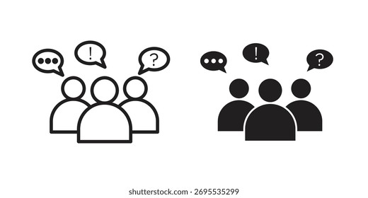 Kollektion von Symbolillustrationen für Gruppendiskussionen. bearbeitbare Konturlinie und flacher Stil