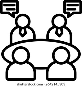 Group Discussion Icon Outline Vector Illustration