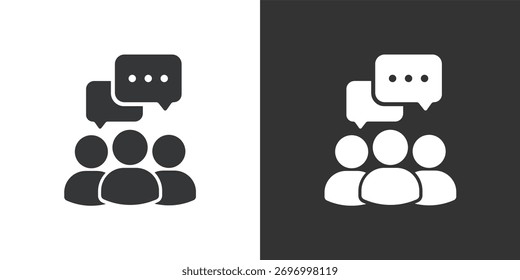 Icono de Discusión de grupo. Icono de la serie de glifos sólidos