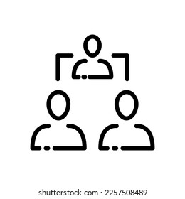 group discussion line icon. Team, correspondence, work, team, chat, social networks, e-mail, conversation, electronics, call center, consultation, help. business concept. vector black line icon