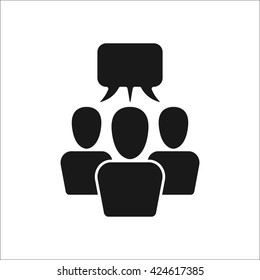 Group discussion management team sign simple icon on  background