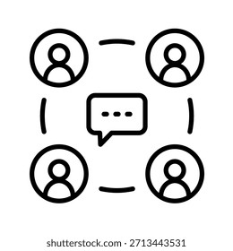 Ilustración vectorial de iconos de esquema de discusión de grupo