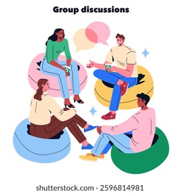 Group discussions are collaborative interactions fostering idea exchange among participants. These meetings enhance creativity and problem-solving through diverse perspectives. Engaging conversations