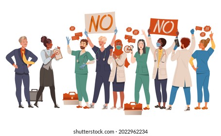 Gruppe unzufriedener Menschen, die protestieren, dass sie ihre Rechte verteidigen Vektorgrafik
