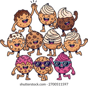 Group of Diverse Happy Cookie Characters