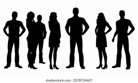 Group of Diverse People Silhouettes in Formal Attire