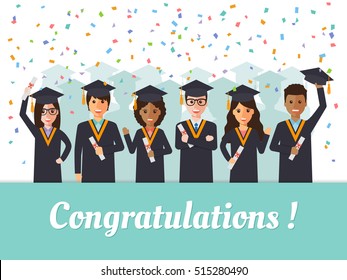 Group Diverse School College University Graduation Stock Vector ...