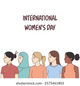 A group of diverse women standing together, symbolizing empowerment and unity for International Women’s Day. Celebrating inclusivity, strength, and solidarity