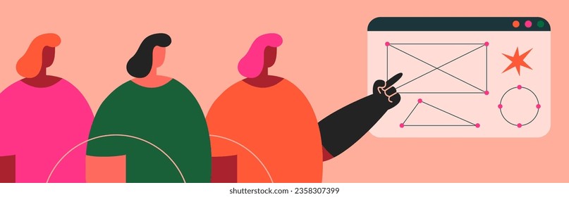 Group of diverse women are studying. Inclusive education for people with disabilities. inclusive growth. Flat vector illustration.