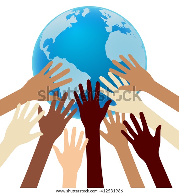 Group Diversity Hand Reaching Earth Globe Stock Vector (Royalty Free ...