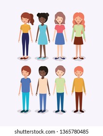 group of diversity kids characters