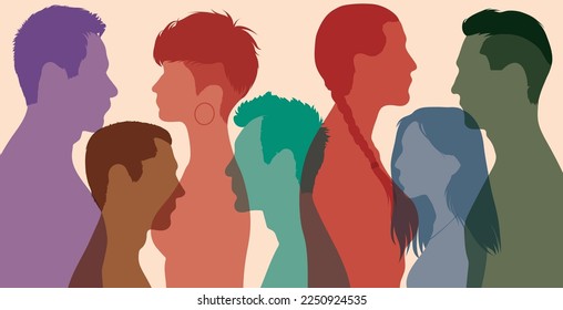 Group of diversity people. Multicultural multi-ethnic men women and girls.