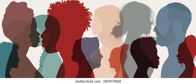 Group diversity people to the side. Attractive good-looking multicultural multi-ethnic men women and girls. Diverse people - Chinese-Arabic-Indian-Caucasian-Afro-American. Racial equality - Shutterstock ID 1855974820