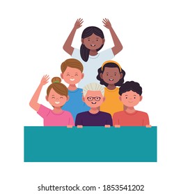 grupo de personas de diversidad personajes iconos diseño de ilustración vectorial