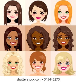 Group of diversity women with different skin color