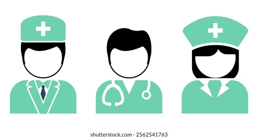 group of doctor and nurse, hospital and clinic, medicals paramedic icon profile in two gender for job profession vector