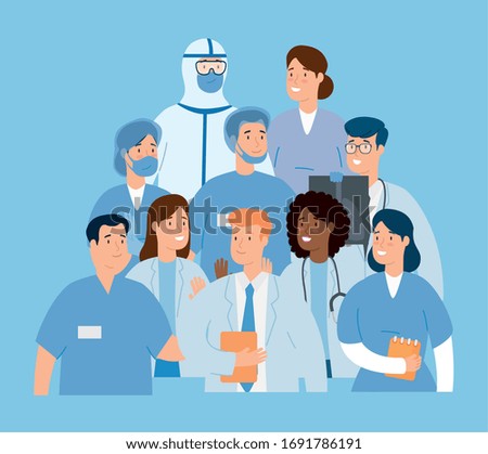 group of doctors for care of covid 19 vector illustration design
