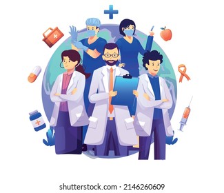 Group of doctors celebrating nurses' day