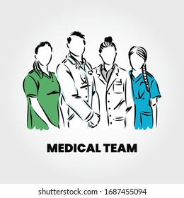 Group of Doctors and Medical Characters Flat People, Team of Doctors and Medical Staff Concept