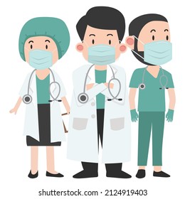 Group of doctors with Medical mask vector