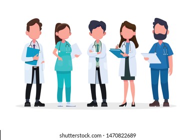 Group of doctors and medical staff. Medical team concept in flat design people character.