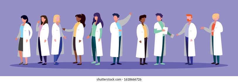 group of doctors , medical staff and medical team vector illustration design