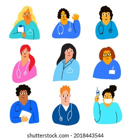 A group of doctors and nurses. Medical staff.