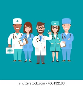 group of doctors nurses in uniform  medical teamwork concept illustration