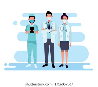 group of doctors staff characters vector illustration design