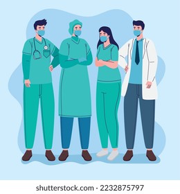 group doctors staff four characters