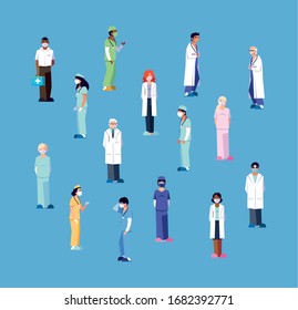 group of doctors , staff and medical team vector illustration design