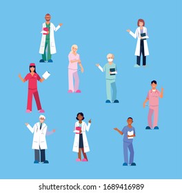 group of doctors , staff and medical team vector illustration design