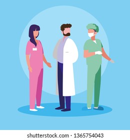 group of doctors and surgeon avatar character