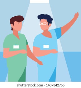 group of doctors with uniform avatar character