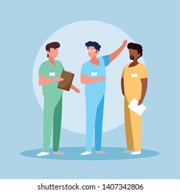 group of doctors with uniform avatar character