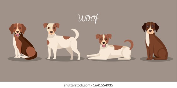 group of dogs animals icons vector illustration design