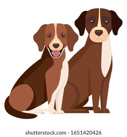 group of dogs brown and white vector illustration design