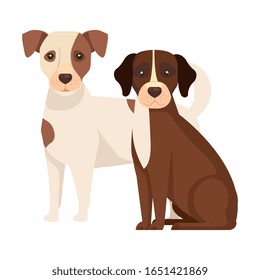 grupo de perros diseño de ilustraciones vectoriales marrones y blancos