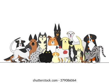 Group Of Dogs And Cats