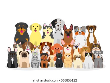 group of dogs and cats