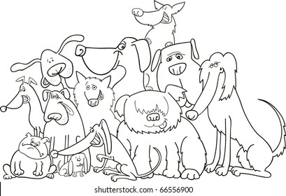 group of dogs illustration for coloring